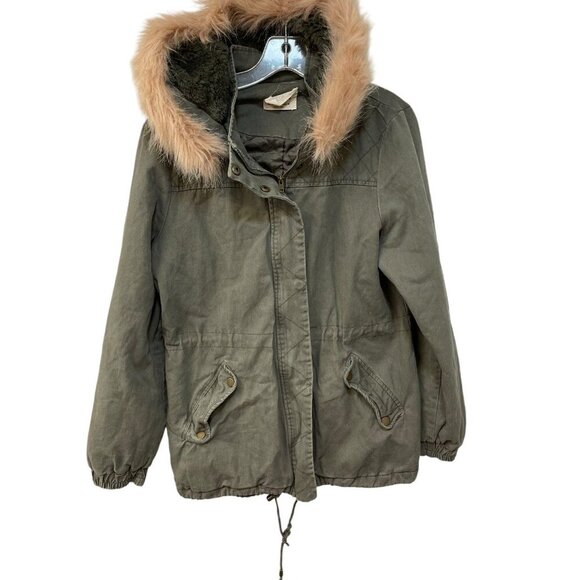 Ashley By 26 International Jackets & Blazers - Ashley by 26 International Cargo Utility Jacket Faux Fur Hoodie Women’s Size M